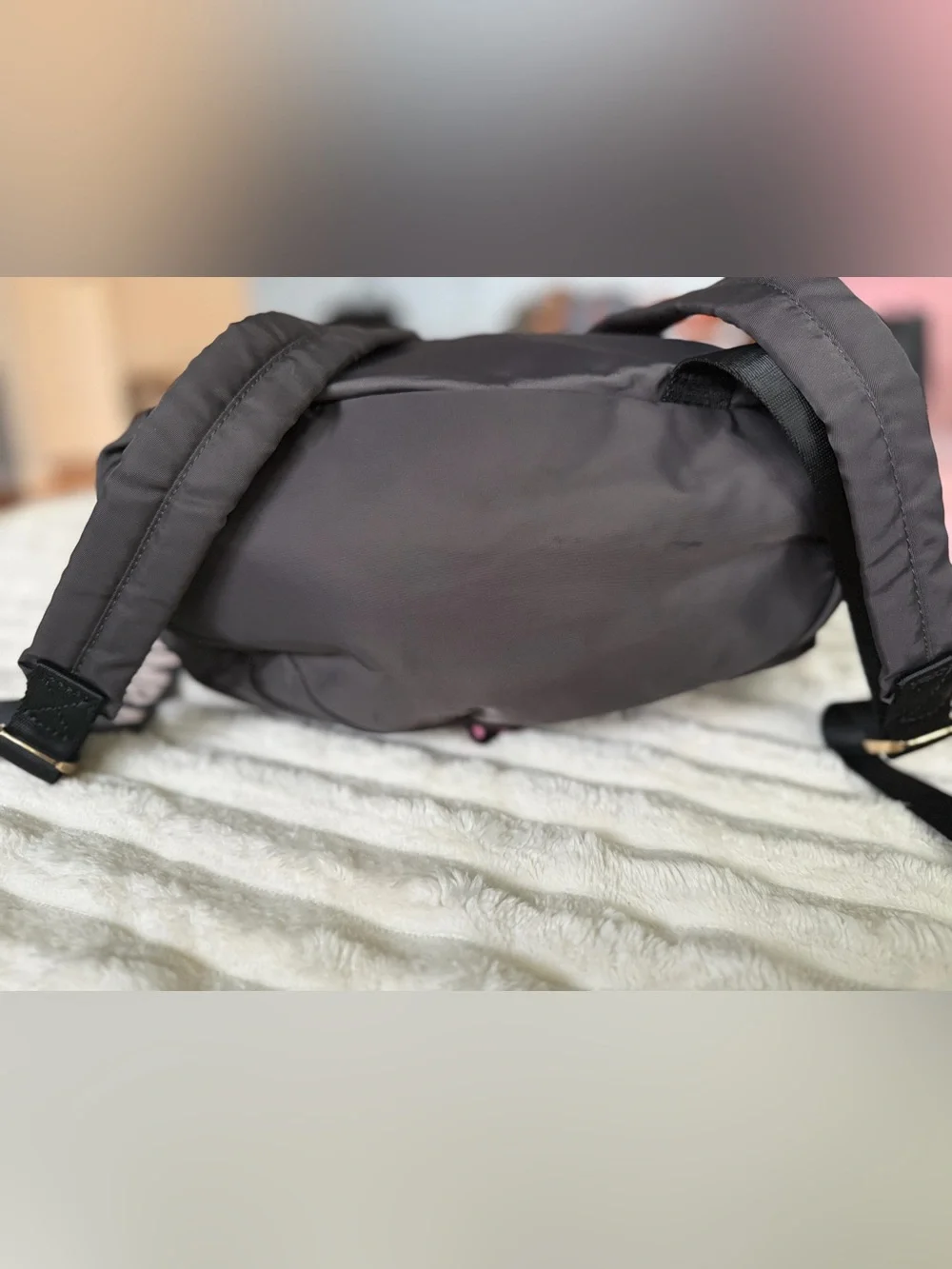 Bimba Y Lola Nylon Drawstring Backpack with Pink Accent